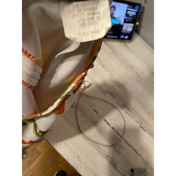 Aubrey Women's Skirt Bright Orange Yellow Floral Print Large MIDI‎ No Lining - Picture 5 of 6